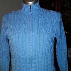 L.L.Bean Zip Cotton Cable-knit Sweater